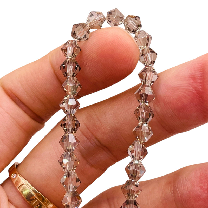 6mm Thunder Polish Glass Crystal Bicone Silver Gray