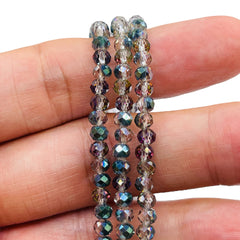 4mm Thunder Polish Glass Crystal Roundel Cut Violet Dream