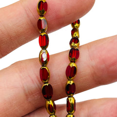 7x4mm Oval Glass Crystal Gold Edge Med. Siam