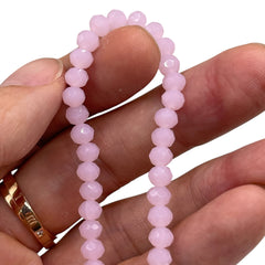 6mm Thunder Polish Glass Crystal Roundel Cut Rose Jade