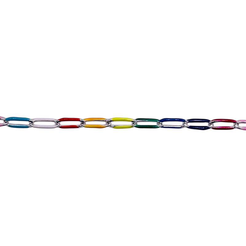 Losolo 6.5x2.8mm Stainless Steel Chain Rainbow