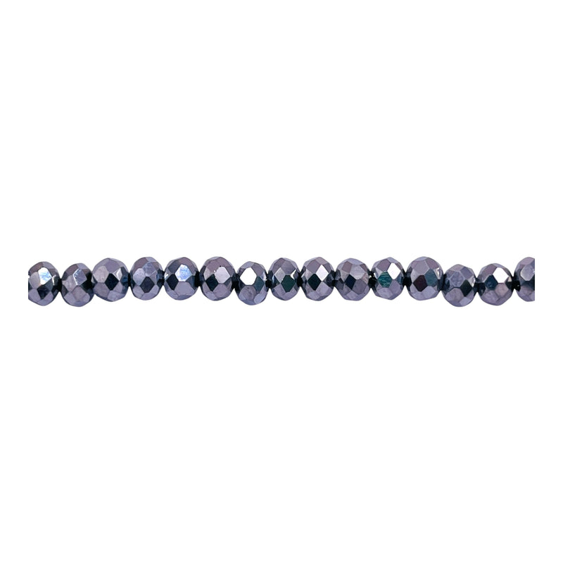 4mm Thunder Polish Glass Crystal Roundel Cut White Gold