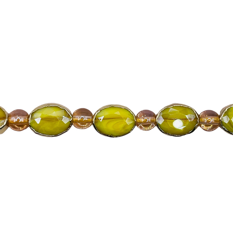 12x9mm Oval Gold Edge Yellow Jade