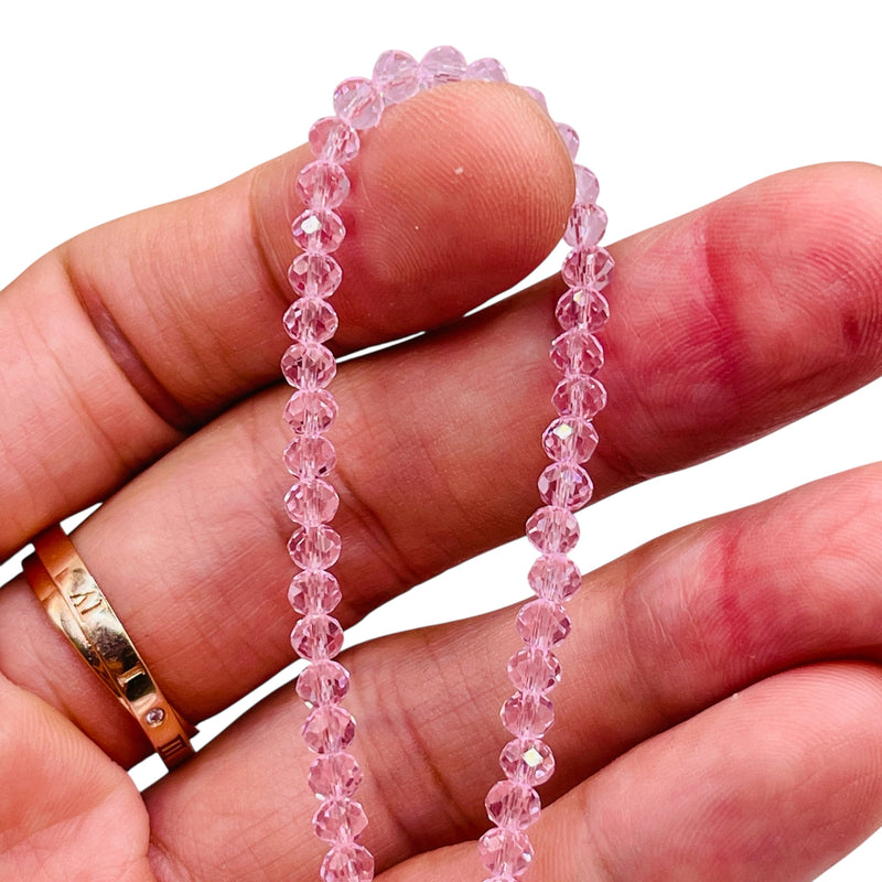 4mm Thunder Polish Glass Crystal Roundel Cut Rosaline