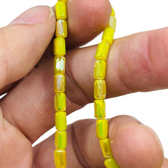 6x4mm Cylinder Glass Crystal Banana Jade Super AB