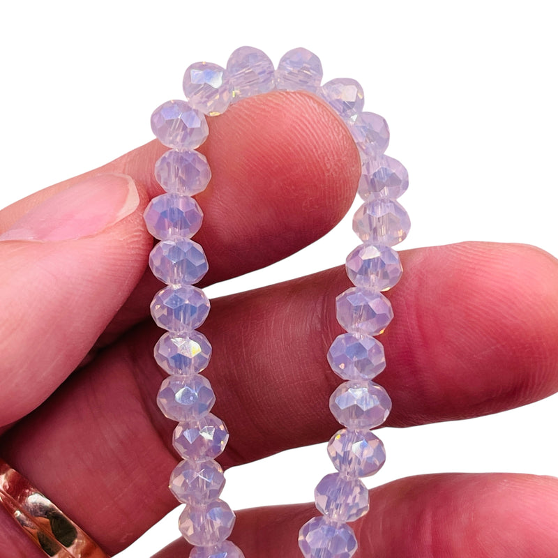 6mm Thunder Polish Glass Crystal Roundel Cut Opal AB