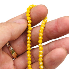 4mm Thunder Polish Glass Crystal Roundel Cut Banana Jade AB
