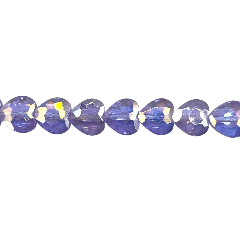 8mm Heart Glass Crystal Light Purple AB