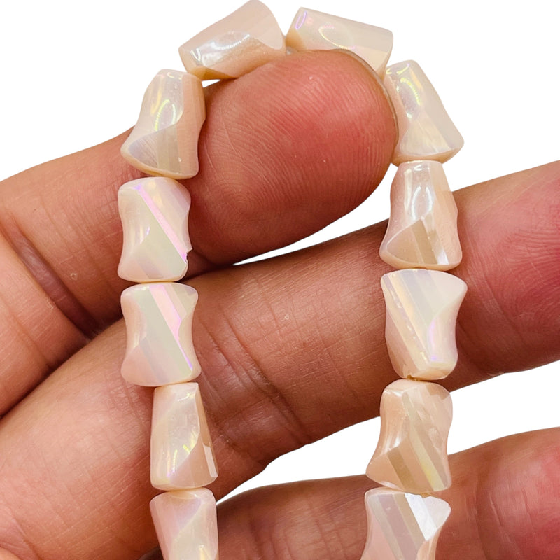 10x8mm Twisted Bow Tie Glass Crystal Beige Jade AB
