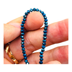 3mm Thunder Polish Glass Crystal Roundel Cut Blue Light
