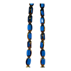 6x3mm Oval Glass Crystal Gold Edge Sapphire
