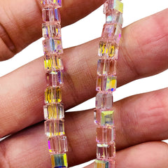 6mm Cube Glass Crystal Lt. Peach AB