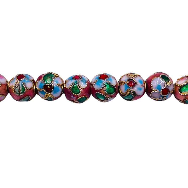 8mm Round Cloisonne Pink