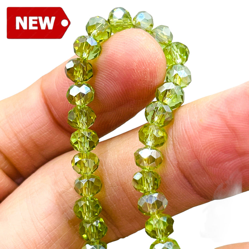 6mm Thunder Polish Glass Crystal Roundel Lt. Olivine GA