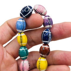 16x12mm Football Handmade Ceramic Rainbow