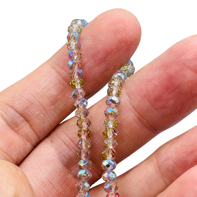 4mm Thunder Polish Glass Crystal Roundel Cut Green Blossom SW quality