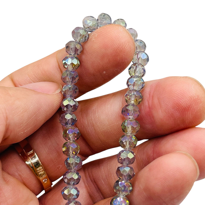 6mm Thunder Polish Glass Crystal Roundel Cut Green Magic