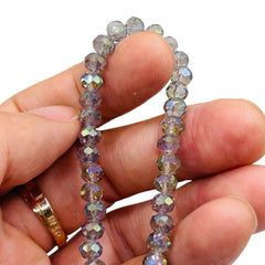 6mm Thunder Polish Glass Crystal Roundel Cut Green Magic