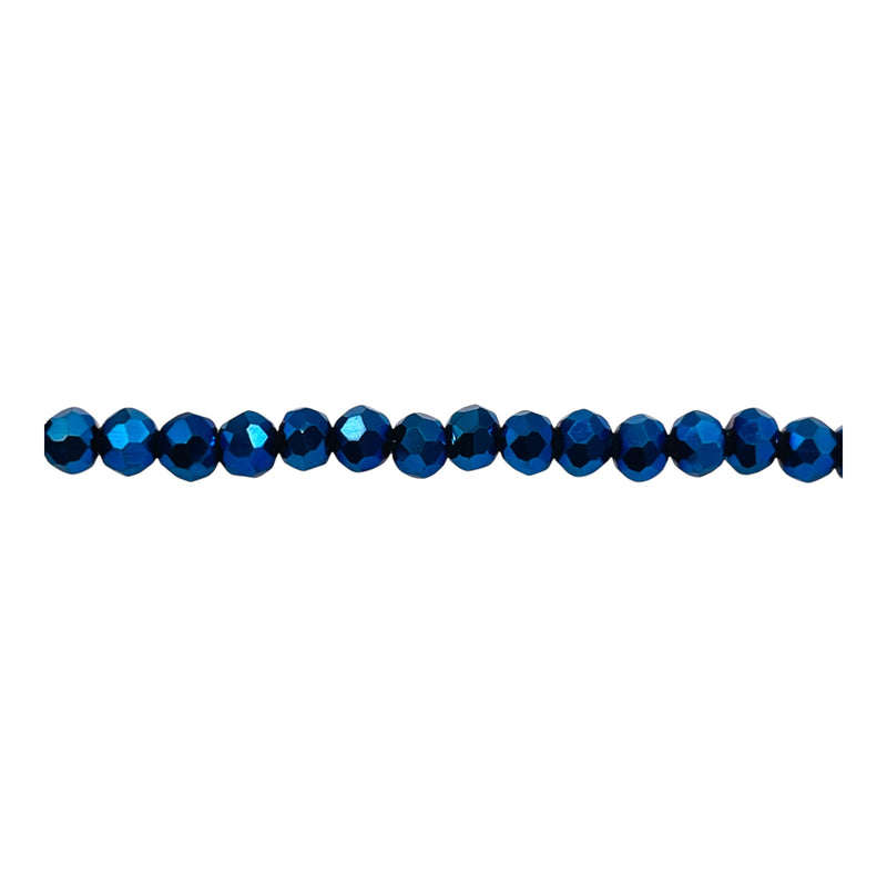 4mm Thunder Polish Glass Crystal Roundel Cut Blue Light