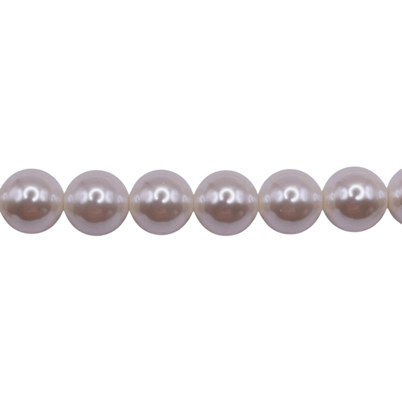 8mm Round Thunder Polish Glass Pearl Natural White