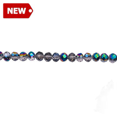 4mm Thunder Polish Glass Crystal Roundel Black Diamond Rainbow