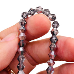 6mm Thunder Polish Glass Crystal Bicone Half Silver