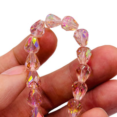 9x8mm Teardrop Glass Crystal Peach Super AB