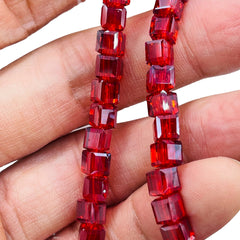 6mm Cube Glass Crystal Med. Siam