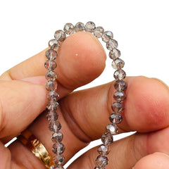 4mm Thunder Polish Glass Crystal Roundel Cut Silver Gray
