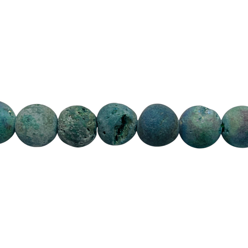 8mm Druzy Round Magic Green