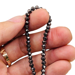 4mm Thunder Polish Glass Crystal Roundel Cut Hematite