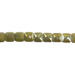 6mm Square Glass Crystal Beige Jade CG