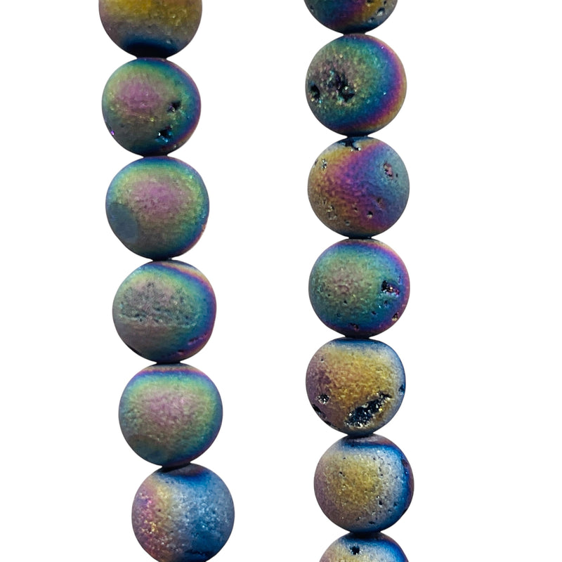 8mm Druzy Round Magic Rainbow