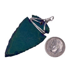 45mm Handcrafted Obsidian Wrapped Arrow Pendant Purple Light