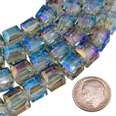 10mm Cube Glass Crystal Magic Green