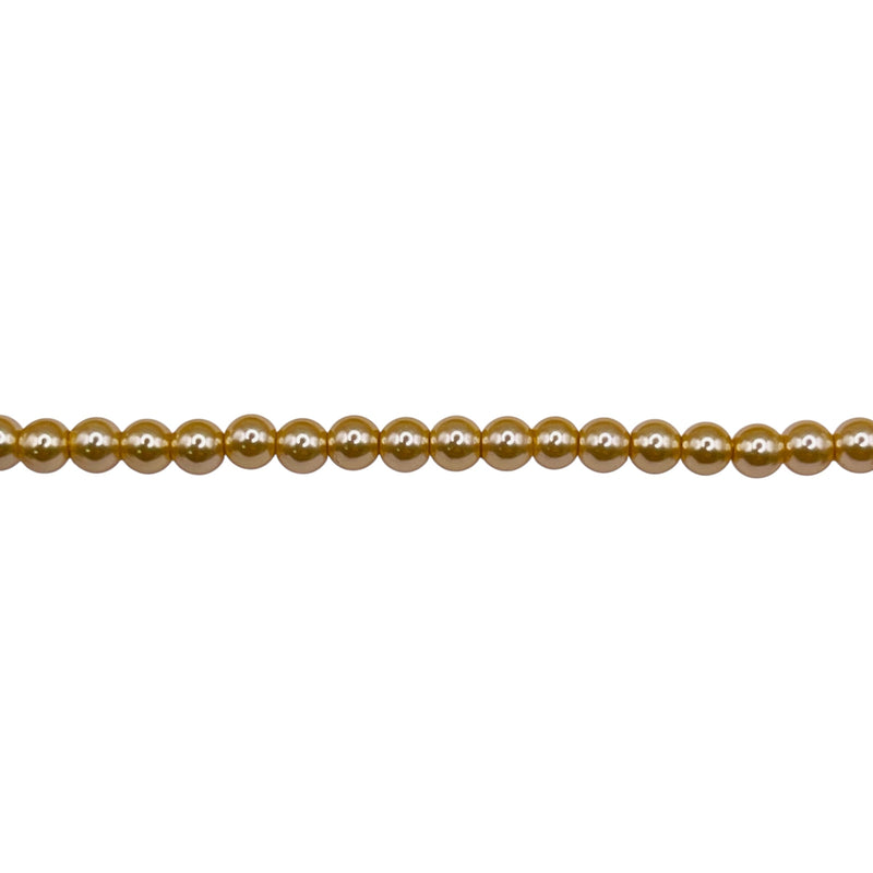 3mm Round Thunder Polish Glass Pearl Gold