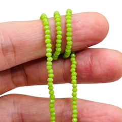 2mm Thunder Polish Glass Crystal Roundel Cut Olive Jade