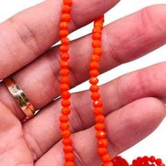 4mm Thunder Polish Glass Crystal Roundel Cut Orange Jade