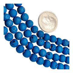 6mm Druzy Round Blue Light