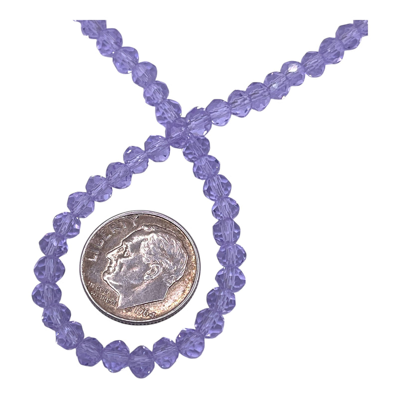 4mm Thunder Polish Glass Crystal Roundel Cut Lt. Purple