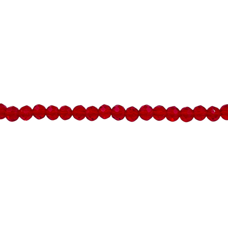 3mm Thunder Polish Glass Crystal Roundel Cut Red
