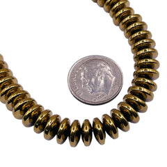 8mm Round Disc Hematite Gold