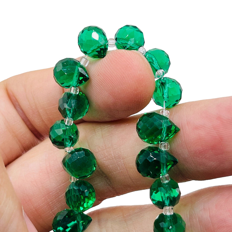 10x8mm Teardrop Glass Crystal Green Zircon