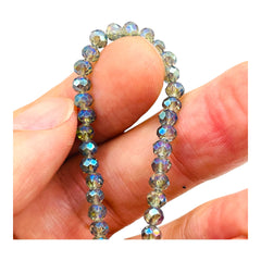 4mm Thunder Polish Glass Crystal Roundel Cut Green Magic