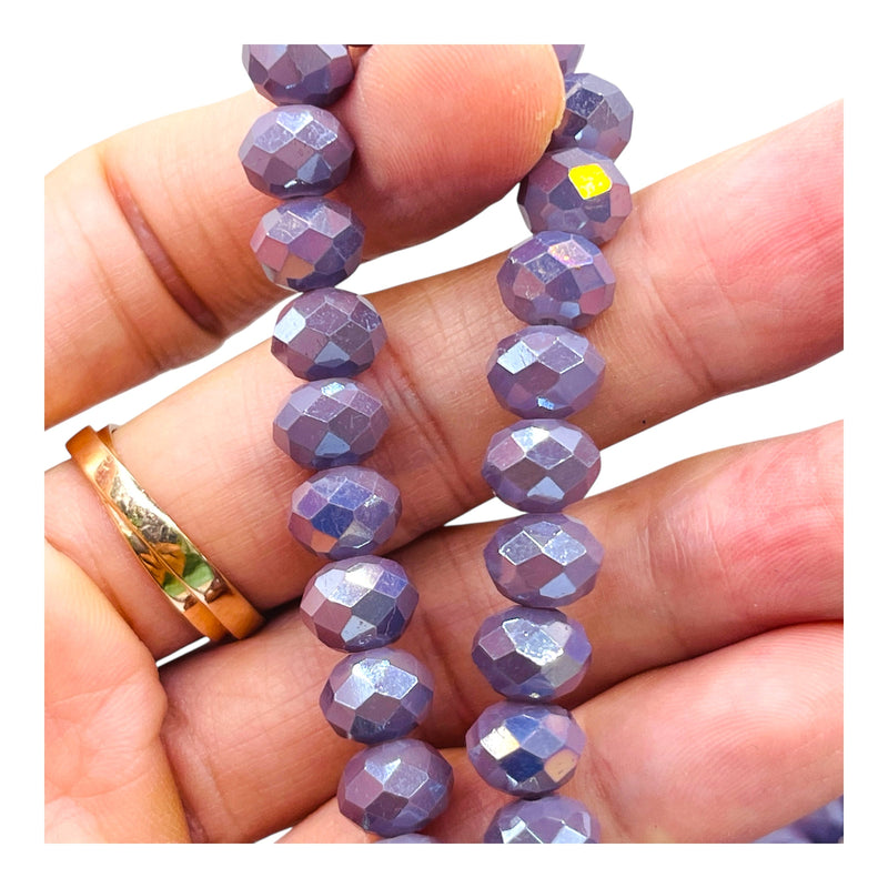 10mm Thunder Polish Glass Crystal Roundel Cut Purple Jade AB