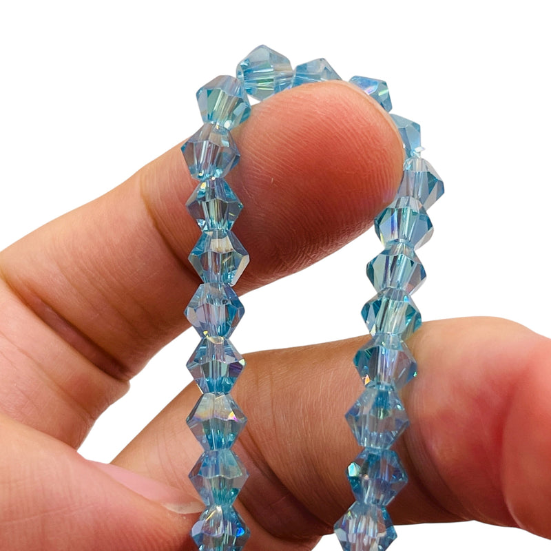 6mm Thunder Polish Glass Crystal Bicone Lt. Aquamarine