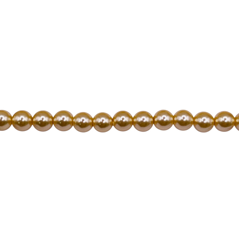 4mm Round Thunder Polish Glass Pearl Gold