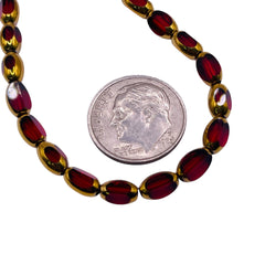 7x4mm Oval Glass Crystal Gold Edge Med. Siam