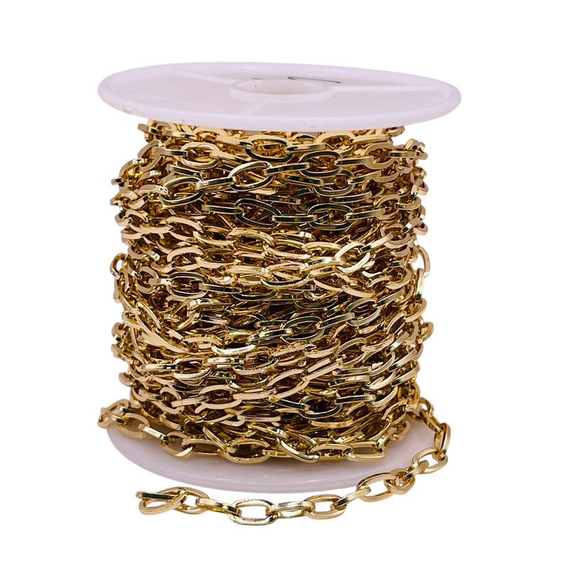 Losolo 8x4mm Stainless Steel Chain 18K Gold Plated