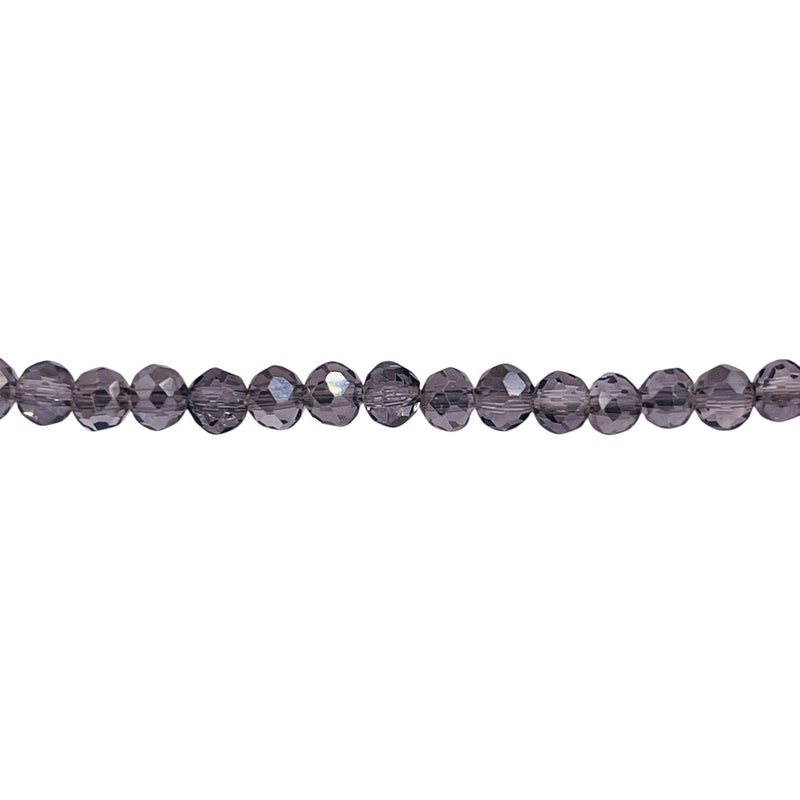 4mm Thunder Polish Glass Crystal Roundel Cut Silver Gray